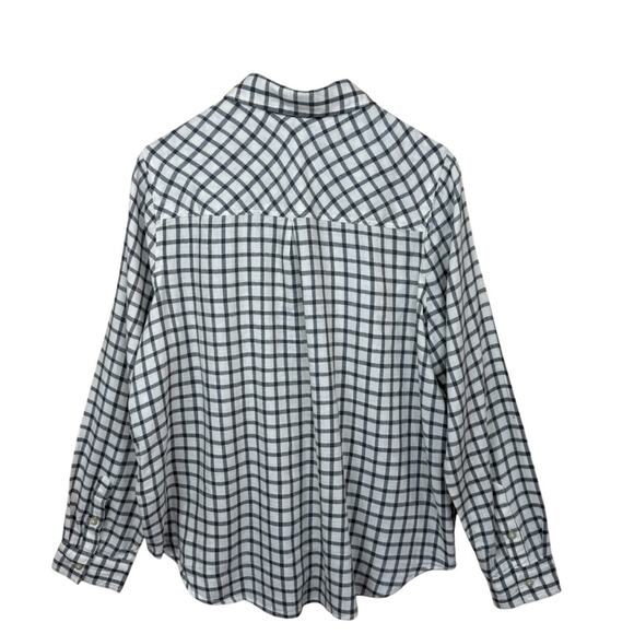 NWT LUCKY BRAND W Sz XL Gray/Creme Plaid Contrast Long Sleeve Button Up Shirt - Picture 3 of 16